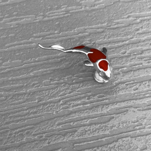 Koi Fish~ Nishikigoi Spotted Brocaded Curved Carp Japanese Lily Pond 925 Barbell - Picture 7 of 7